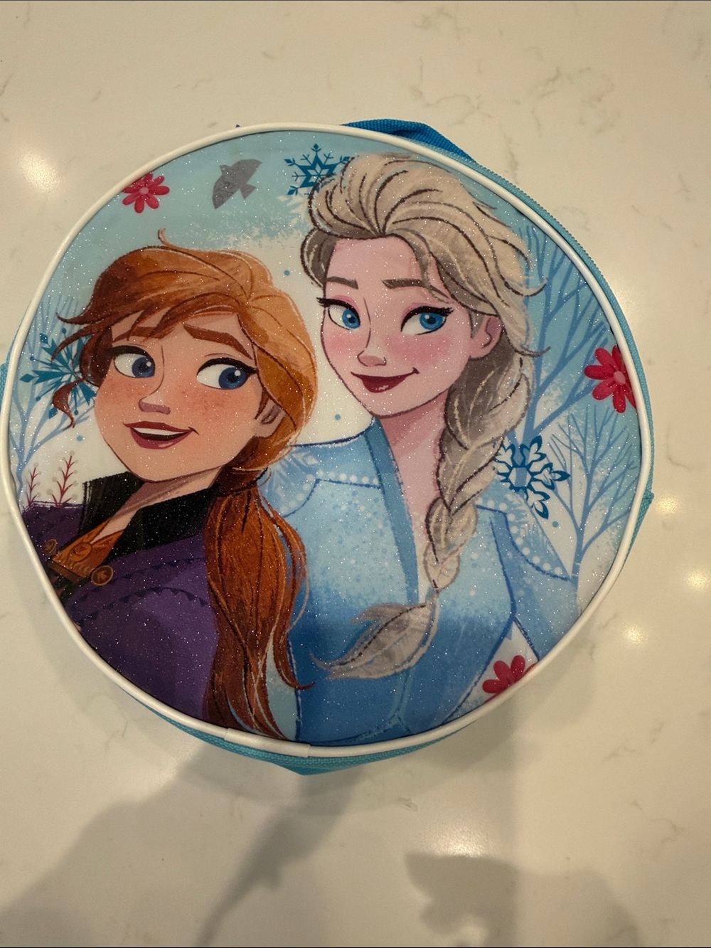 Disney Frozen Round Ana and Elsa Character Lunch Bag — Blue & Purple